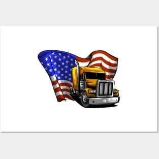 Truck driver Patriotic USA American Posters and Art